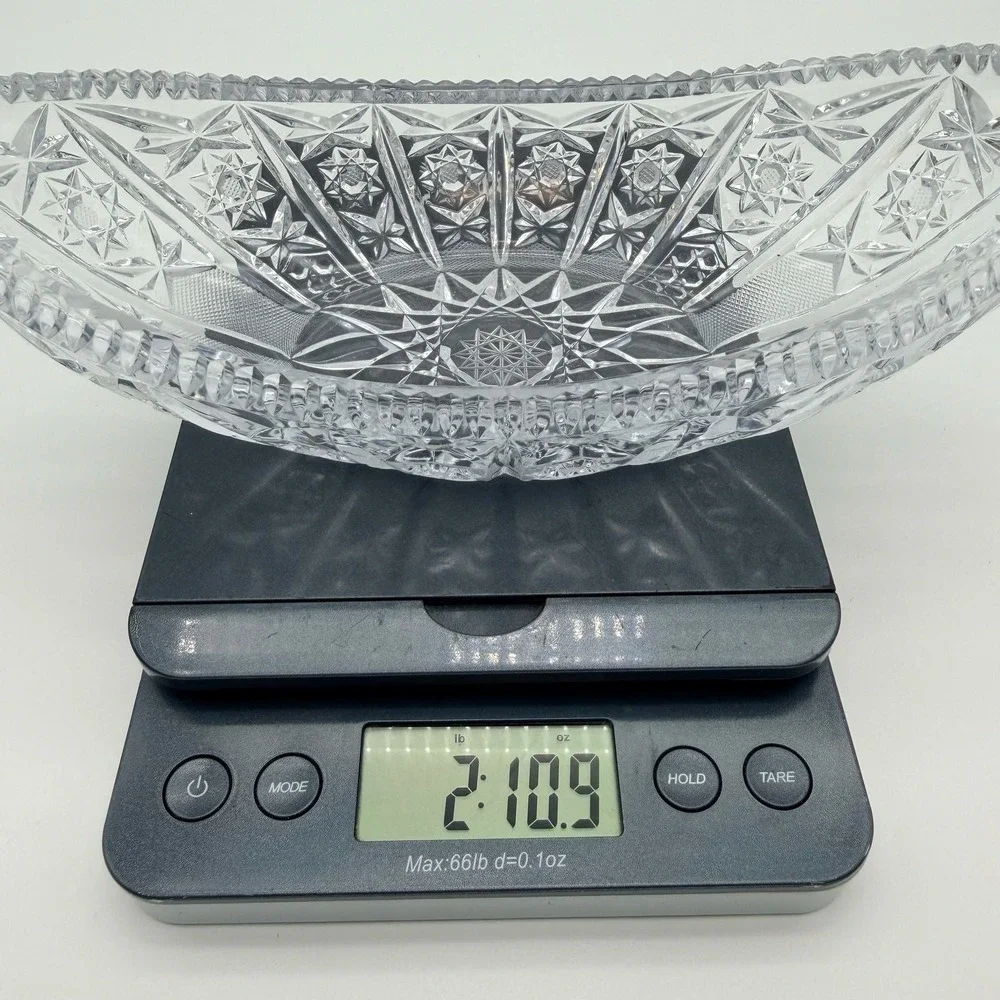 Vintage American Brilliant Cut‎ Glass Oval Serving Bowl